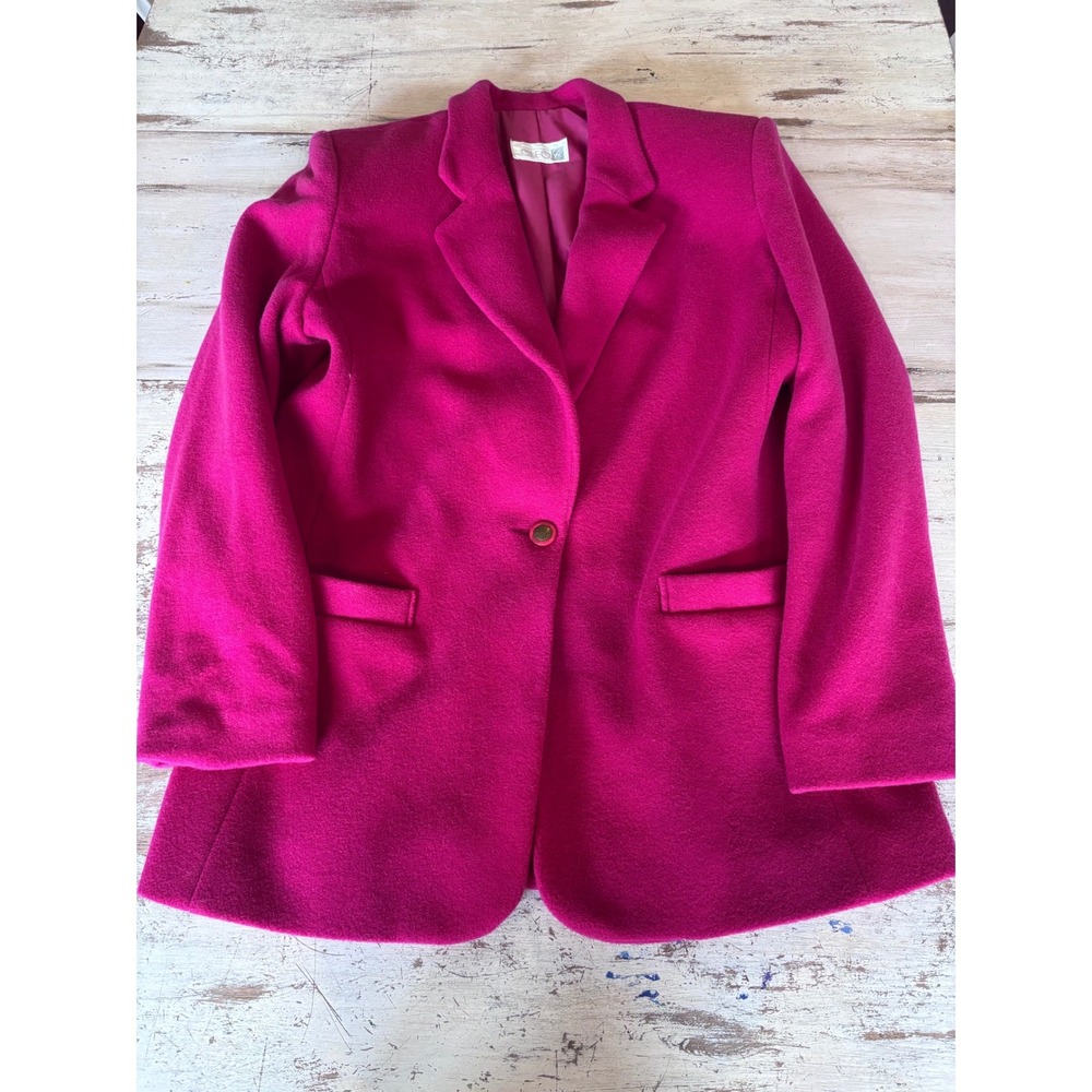 CLEO blazer women size 10 magenta wool cashmere blend single button jacket